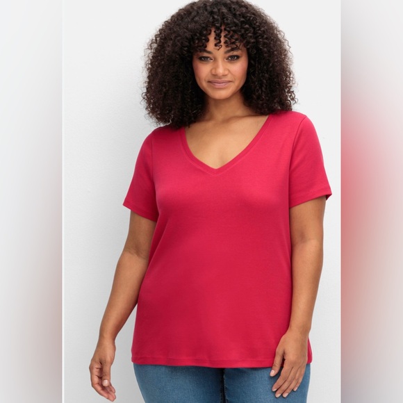 Torrid Plus Size Relaxed Barbie Pink V Neck Top Lounge Soft Everyday Comfort 2X - Picture 1 of 7